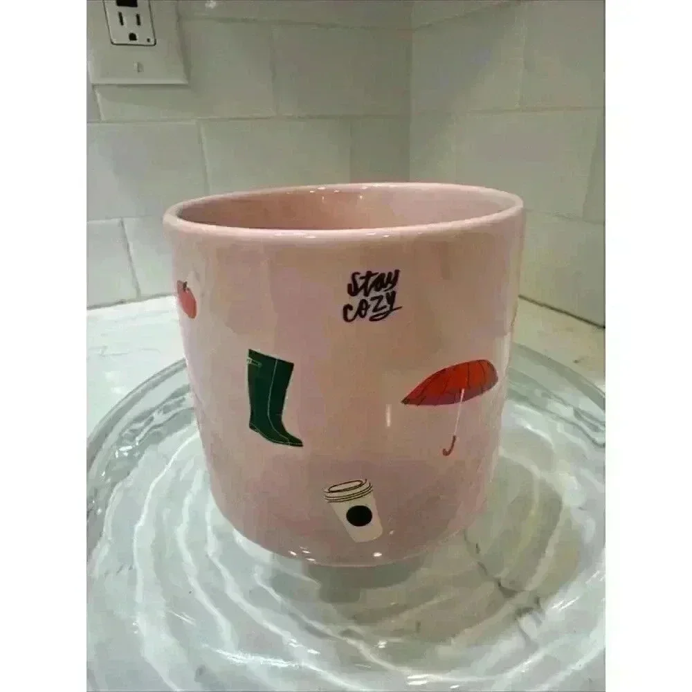 Starbucks Pink Ceramic Mug 12oz Fall Sweater Weather Drink Cup.